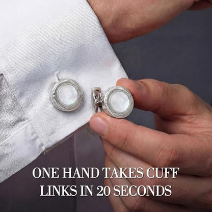 Tuxedo Cuff Links,Cufflinks for Men | Stainless Steel, Lead-Free and Nickel-Free, Gift Box Packed, Boyfriend Husband Father, Wedding Party Anniversary Birthday - color: White