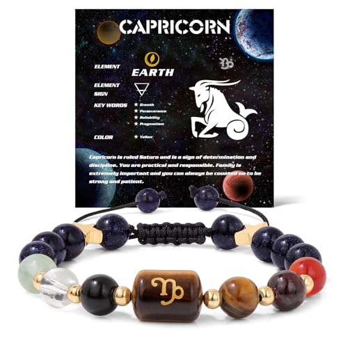 Zodiac Bracelets for Women 12 Constellations Healing Crystal Stone Beads Bracelet Birthday Zodiac Gifts Horoscope Spiritual Bracelet - color: Capricorn-2