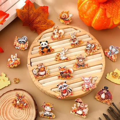 30/60 Pcs Cute Enamel Pins Bulk Plant Flower Animal Halloween Gothic Fall Pumpkin Cartoon Lapel Pin Brooches Jewelry Gift for Backpack Clothes Hats Accessories - style: Fall