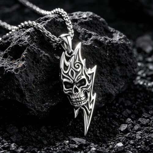 Skull Necklace for Men Women Gothic Skull Necklace for Men Women - style: Skull necklace