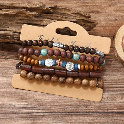 Wood Bead Necklace Africa Wooden Chain Statement Unisex Chunky Necklaces - color: 5 Necklace