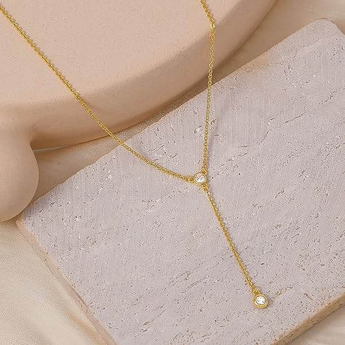 NECOCY Layered Gold Necklaces for Women Dainty Chokers Necklace Silmple Stackable Cubic Zirconia Necklace Non Tarnish Vacation Jewelry Trendy Gifts for Women - style: layered cz bar