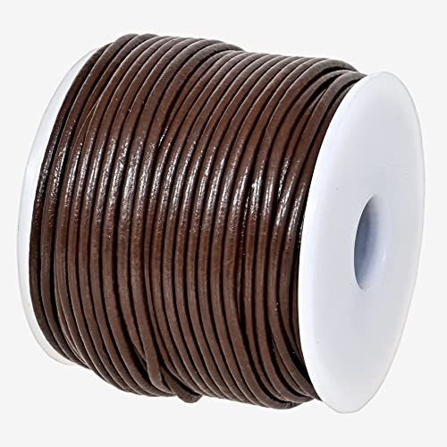 GENIQUE Real/Genuine Round Leather String Cord for Necklace, Bracelets, Jewelry, Kumihimo Braiding, DIY Projects (20 Metres) (1.5mm, Brown) - color: Brown, size: 1.5mm