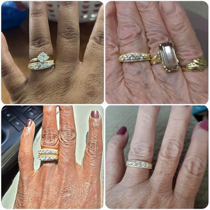 Newshe Jewellery Moissanite Wedding Bands for Women Eternity Ring 925 Sterling Silver Engagement Anniversary Stacking Size - color: Cubic Zirconia-18k Yellow Gold Plated