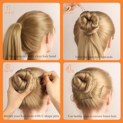 Teenitor 300pcs Bobby Pins Hair Pins Kit, 100 Hair Pin for Women 100 Bobby Pins Brown and 100 Hair Bands, Hair Pins for Buns 2inch 2.36inch 2.75inch - color: Brown