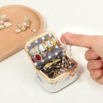 Zivyes Mini Jewelry Box Travel Small Coin Purse Organizer Case Genuine Leather Tiny Size (silver) - color: silver