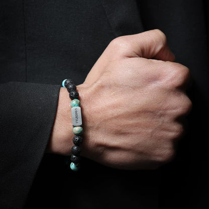 Tigranes Premium Natural Stone Bracelet Collection – Handmade Gemstone Jewelry in Luxury Branded Gift Box - style: Turquoise-Lava Balance