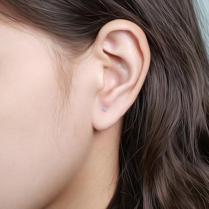 limerencia Titanium Threadless Flat Back Earrings Stud Piercing Jewelry | 20G Press Fit Titanium Push Pop in Cartilage Tragus Labret Lip Medusa Conch Piercing Jewelry Hypoallergenic for Women Men - style: Star Silver