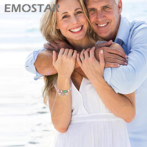 EMOSTAR Jan-Dec Birthstone Charms fits European Birthday Bracelet, Dangle 925 Sterling Silver Heart Shaped Pendant with 12 Months Birthstones, Gifts for Mom/Women - color: October Birthstone