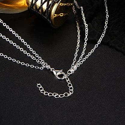 Necklace for Women,Multi Layers Bar Tassel Chain Dangle Charm Pendant Women Boho Necklace Jewelry - color: Silver