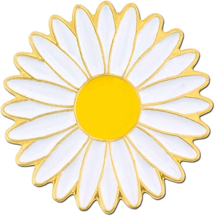 PinMart Flower Trendy Enamel Lapel Pin - color: White Daisy, size: 1 Piece