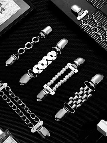 Hicarer 6 Pieces Vintage Shirt Dress Cardigan Clip, Waist Clip for Women, Sweater Shawl Brooch Jacket for Clothing - style: Simple Style