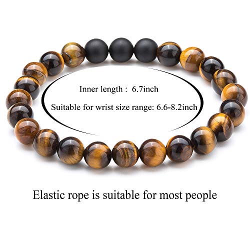 Men Women 8mm Tiger Eye Stone Beads Bracelet - color: set6