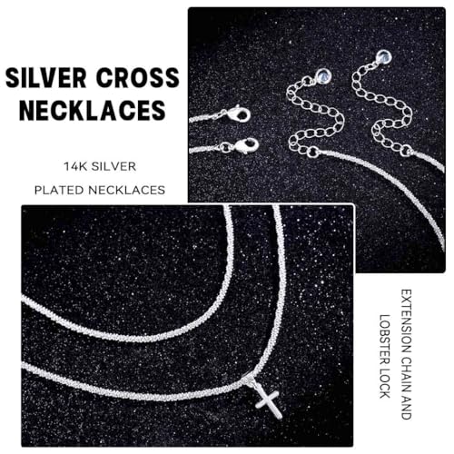 Layered Plated Silver Cross Necklace Sparkle Chain Dainty Jewelry for Women - color: A-Style