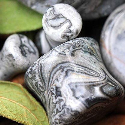 Pierced Owl - Grey Wave Jasper Natural Stone Saddle Plugs, Sold as a Pair - style: 6mm (2GA)