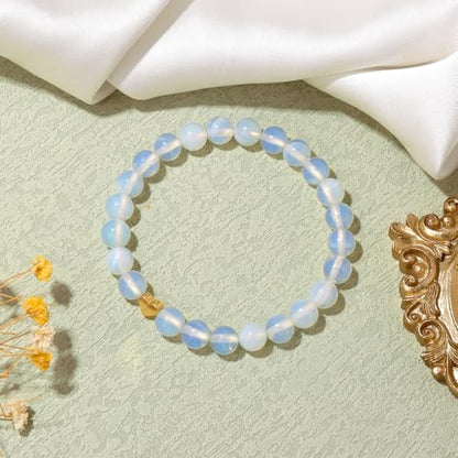 Healing Bracelet For Women Anxiety Beaded Bracelets Jewelry Healing Stone Crystal Bracelet Stress Relief Yoga Beads Chakra Bracelets Gifts For Women pink - color: Opal