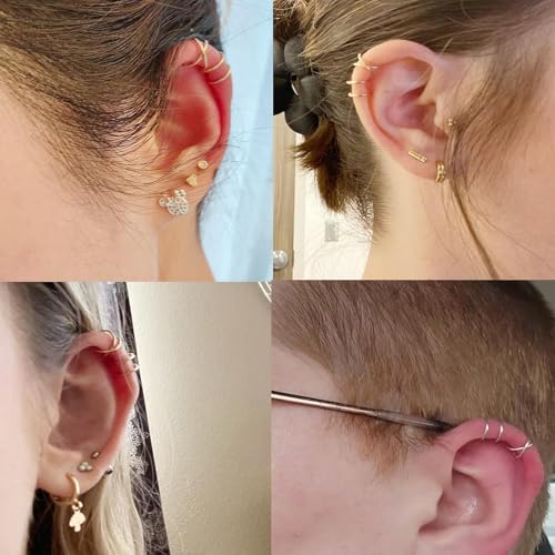 Ear Cuff Earrings for Women Chunky Ear Cuffs Non Piercing | Clip on cartilage earrings helix fake earrings jewelry trendy stuff christmas gift stocking stuffers - color: E