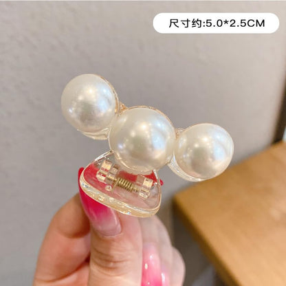 Small Hair Clips Three Pearl Hair Clip for Women Hair Claws Hairpin Small Hairpins Cute Hair Claws for Half Hair Acrylic Hair Claw Clips Mini Hair Clips Cute Clips Fashion Hair Accessories 1PCS - color: Three Pearl