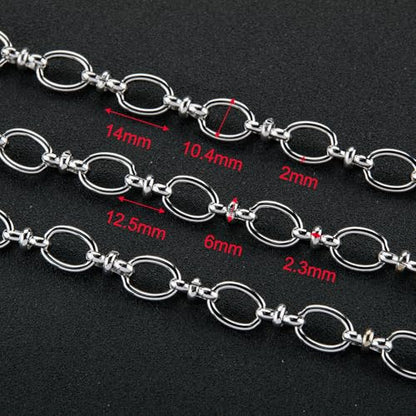 UMAOKANG 2 Meters Stainless Steel Jewelry Chains Bulk Thick Oval Link Chain | Strong Metal Chain for Jewelry Making Men and Women Jewelry DIY Supplies Findings - color: Rolo (Steel)
