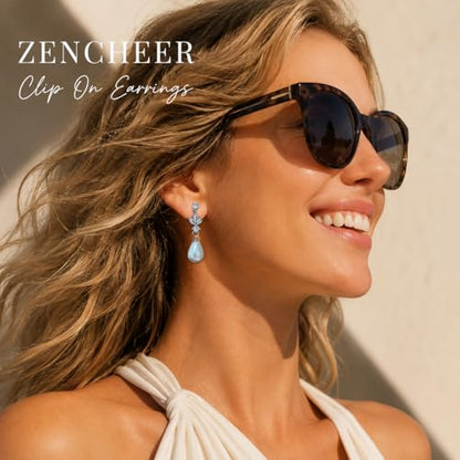 Pearl Dangle Clip On Earrings for Women - 14K Gold Silver Plated Cubic Zirconia Pearl Drop Earrings Trendy Long Non Pierced Bridal Earrings Fashion Jewelry Gifts - color: Silver