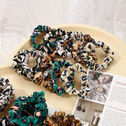 30 Pcs Small Scrunchies No Damage Hair Ties for Women | Hair Accessories Ponytail Holders, Elastic Soft Rubber Bands for Thick Thin Hair (Leopard Print) - color: Leopard Print