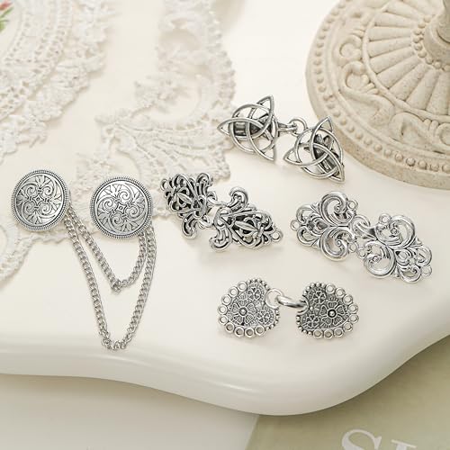 Vintage Sweater Cardigan Shawl Chain Clips Swirl Cape Cloak Collar Clasp Pin Retro Shirt Dress Lapel Brooch Pins Rose Flower Leaf Pearl Heart Rhinestone Renaissance Brooch Clip For Women Men - style: Retro
