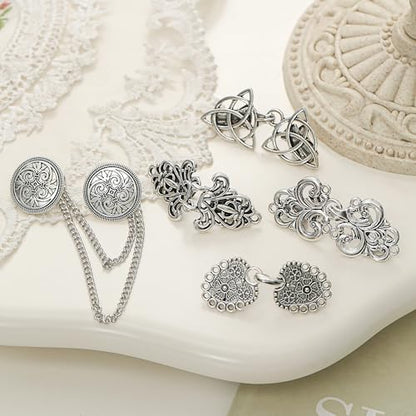 Vintage Sweater Cardigan Shawl Chain Clips Swirl Cape Cloak Collar Clasp Pin Retro Shirt Dress Lapel Brooch Pins Rose Flower Leaf Pearl Heart Rhinestone Renaissance Brooch Clip For Women Men - style: Retro