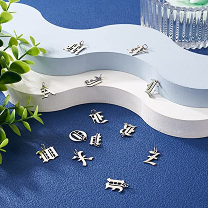 Craftdady Letter Charms Capital Pendants Mixed A-Z Initial Letter Number Charms DIY Bracelet Necklace Pendants for Jewelry Making, Gold, Antique Silver, Platinum - color: Stainless Steel Color, Gothic Style