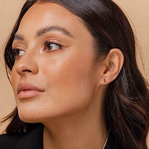 PAVOI 14K Gold Plated 925 Sterling Silver Tiny Stud Earrings for Women - Dainty Circle, Triangle, Bar Earrings - Hypoallergenic Minimalist Geometric Jewelry Small Gold Studs for Women - style: Bar