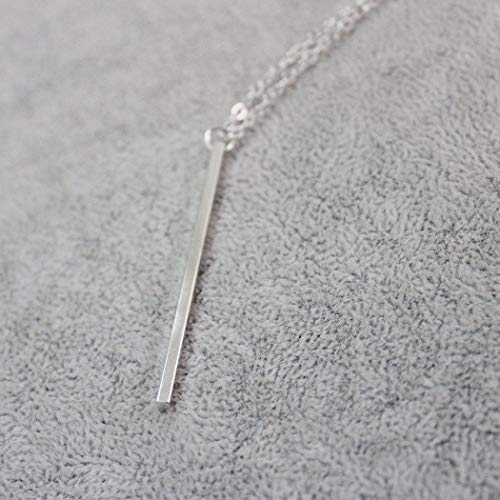 Artmiss Bar Pendant Necklace Gold Long Y-Necklace Delicate Lariat Chain Jewelry for Women - color: Silver