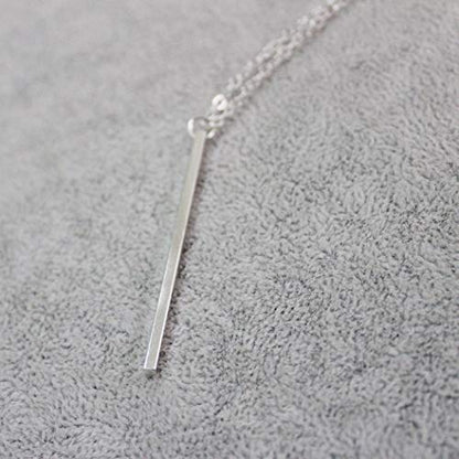 Artmiss Bar Pendant Necklace Gold Long Y-Necklace Delicate Lariat Chain Jewelry for Women - color: Silver