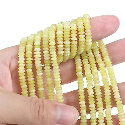 BEADIA Natural Lemon Jade Spacer Beads Caps Rondelle Disk Loose Beads for Beading Jewelry Making 4mmx2mm 38cm - color: Lemon Jade, size: Rondelle Disk 4mm x 2mm