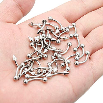 36Pcs 14G Stainless Steel Eyebrow Ring Nipplering Belly Tragus Cartilage Helix Barbell Earrings Body Piercing Jewelry 8-14mm for Women Men