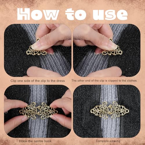 Molain 4Pcs Vintage Sweater Swirl Clip, Cape Cloak Clasps Retro Cardigan Shawl Collar Clips Dress Shirt Brooch Button Clip for Women(Bronze)
