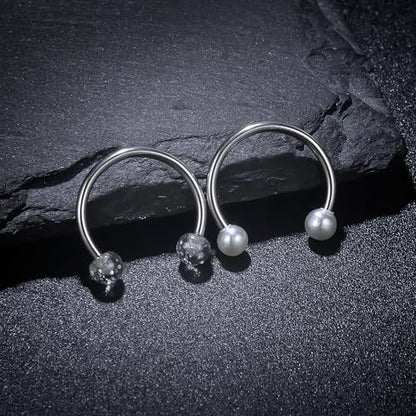 Vsnnsns 14G 16G 18G Septum Rings Piercing Jewelry 316L Stainless Surgical Steel Horseshoe Septum Nose Rings Snake Bite Lip Ring Daith Rook Earrings Smiley Piercing Jewelry for Women Men 8MM 10MM 12MM - color: 18G-8MM Mix Color