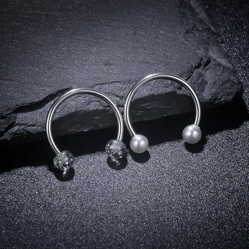 Vsnnsns 14G 16G 18G Septum Rings Piercing Jewelry 316L Stainless Surgical Steel Horseshoe Septum Nose Rings Snake Bite Lip Ring Daith Rook Earrings Smiley Piercing Jewelry for Women Men 8MM 10MM 12MM - color: 18G-10MM Mix Color