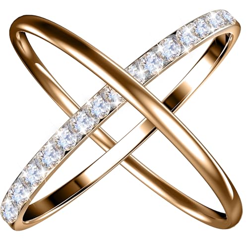 2 Pack 14K Gold Plated Stackable Rings Compatible with Oura Ring 5/Gen 4/Gen 3, Cubic Zirconia Simulated Diamond Stacking Rings Eternity Bands for Smart Ring