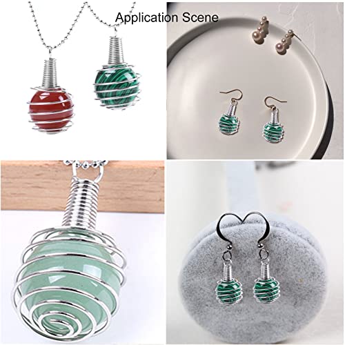 LiQunSweet 100 Pcs 304 Stainless Steel Spiral Bead Cages Lamp Shaped Charms Crystal Holder Pendants for Necklace Jewelry Making and Crafting - 34x19mm - color: Stainless Steel Spiral Cage