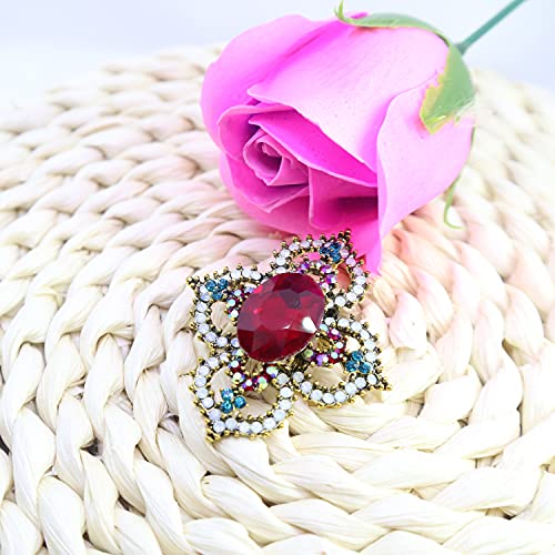 Brooch Pins for Women Girls Fashion Flower Crystal Rhinestone Pearl Jewelry - color: Color 5