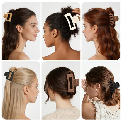 Small Medium Claw Clips for Women, 3 Styles Hair Clips for Thick Thin Hair | Hair Claws Non-slip Strong Hold, 12 Pcs, White, Khaki, Brown, Black - color: White,Khaki,Brown,Black