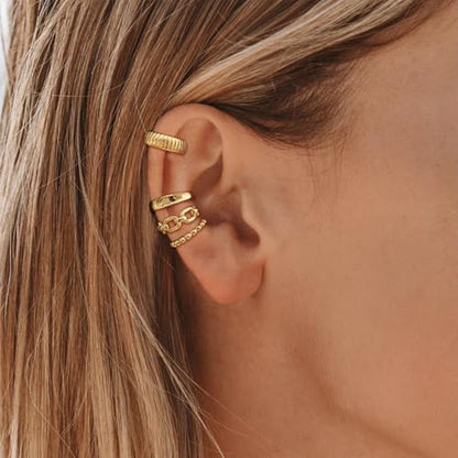 Non-Piercing Ear Cuffs for Women Clip-On Cartilage Earrings Trendy Stackable Jewelry