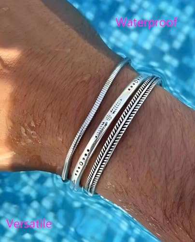 Men's S925 Sterling Silver Bracelet, Casual Elegant Men's Jewelry, Snake Chain Bracelet Large to Small Sterling Silver Gift for Men