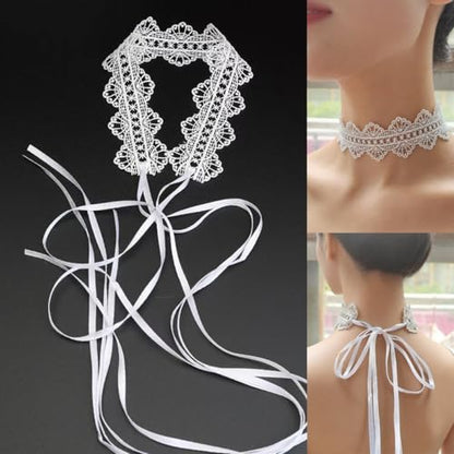 Pink Lace Choker Necklace Set, 10 Pieces - color: White
