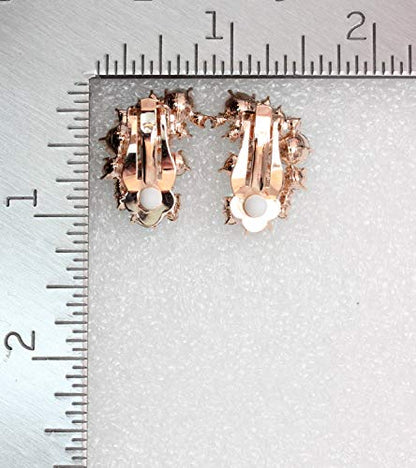 Faship Gorgeous Clip Ons Floral Earrings - color: Green / Rose gold plated
