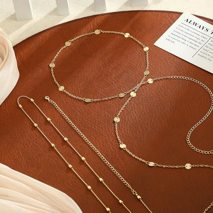 Body Chain for Women 14K Gold Plated Waist Beads Chain Gold Belly Belt Cuban Layered Body Chains Waterproof Adjustable Sexy Bikini Beach Body Jewelry Daily Belts Gifts for Women 26.5-33Inch - style: Bead+Sequin -GD