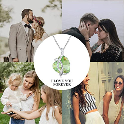 AOBOCO I Love You Sterling Silver 12 Birthstone Heart Pendant Necklace Embellished with Crystals from Austria, Mother's Day Anniversary Birthday Jewelry Christmas Gifts for Women Grandma Nana - color: I-August