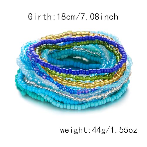 16-30Pcs Handmade Bohemian Colorful Crystal Seed Beads Stackable Adjustable Elastic Stretch Multilayerd Bracelets for Women Summer Vacation Beach Boho Bangle Jewelry - color: 16pcs