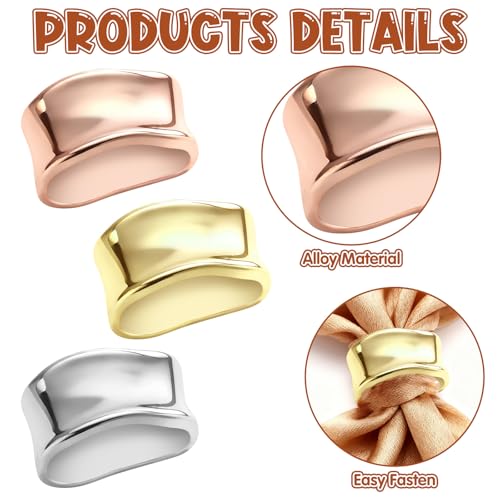 3Pcs Silk Scarf Ring for Women, Alloy Scarf Clips with Gold Silver Rose Gold, Fashion Accessories for Silk Scarves, Stylish Holder Buckle for Wraps