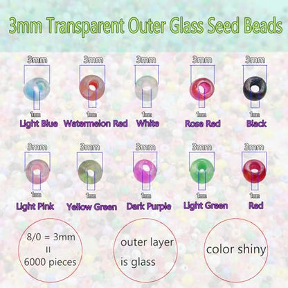 Rose Red 8/0 Pony Beads, 6000pcs 3mm Glass Round Beads for Bracelets, Necklaces, Jewelry Making - color: Rose Red, size: 3mm - 6000Pcs