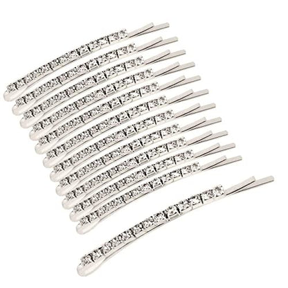12 Pieces Rhinestone Bobby Pins, Silver Metal Hair Clips Diamond Bobby Pins Crystal Hair Pin for Prom Bridal Wedding Hair Accessories Gift Stocking Stuffers for Women Girls - color: Silver